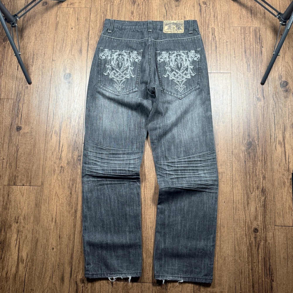 Southpole Baggy Jean Men 32x32 (31x32) Black Faded Embroidered Y2K Hip Hop Denim